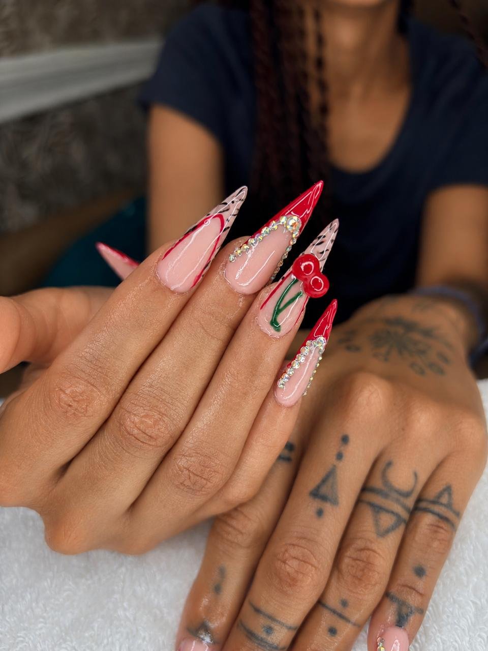Cherry stiletto art